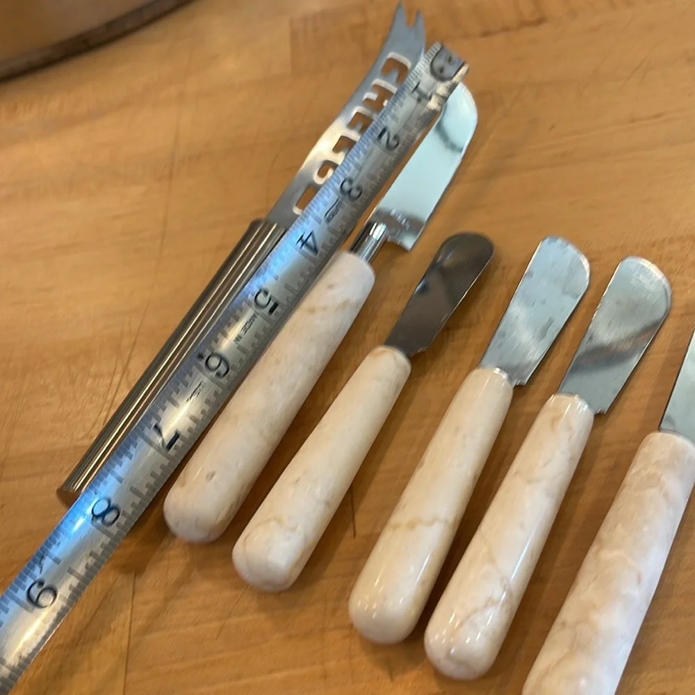 Stainless and Marble (cream) Charcuterie Spreader Crate&Barrel set